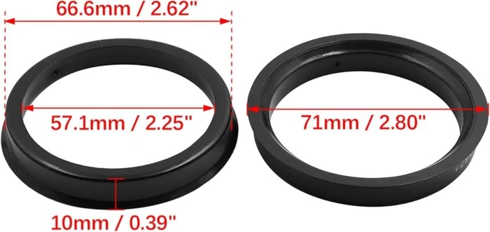Dimensional measurement diagram for Colorful Plastic Hub Center Ring
