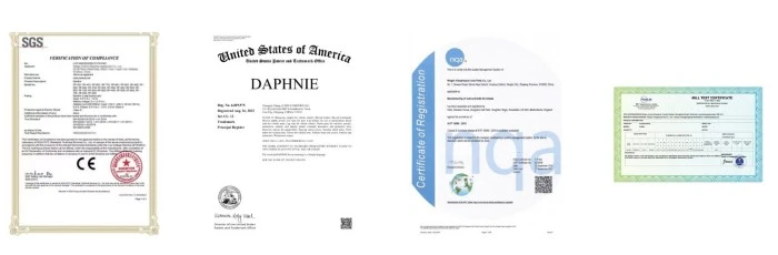 J W Auto Parts certifications including ISO9001, IATF16949, SGS testing, RoHS, and REACH